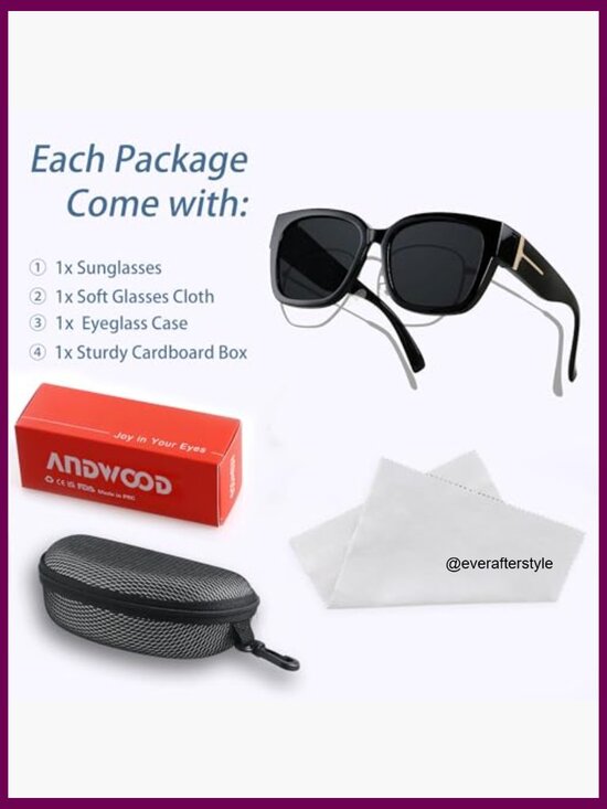 Polarized Fit Over Glasses Sunglasses Oversized Square Frame TR90 Material main image 6